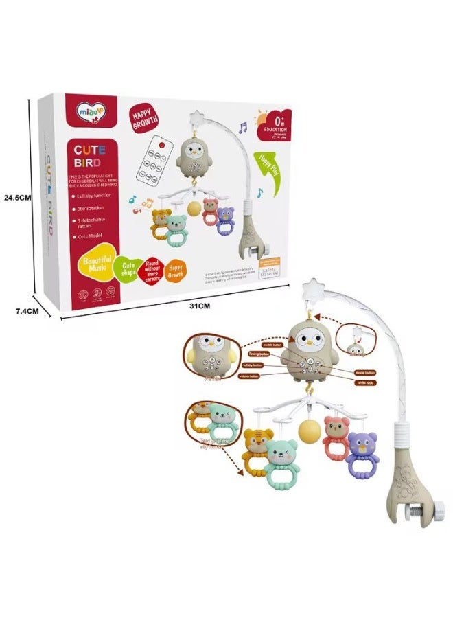Musical Baby Bed Bell Crib Mobile with Cute Owl & Animal Toys – Rotating Lights, Soothing Music & Hanging Rattles – Easy Crib Attachment Sensory Toy for Newborns & Infants - Image 3
